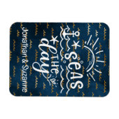 ブルー金ゴールドパーソナライズされたウェーブズシーズザデイクルーズ マグネット (横)