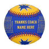 ブルー金ゴールドパーソナライズされたフォトベースボールボール、コーチ 野球ボール (裏面)