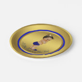 ブルー金ゴールドヒスパニック民族王子赤ちゃんシャワー ペーパープレート (アングル)