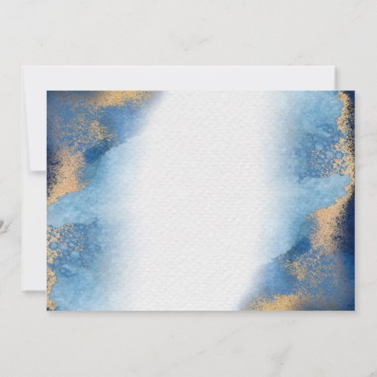 ブルー金ゴールドビーチアゲートジオメトリックリハーサルディナー 招待状 (裏面)