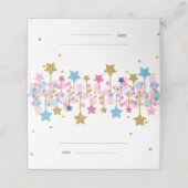 ブルー金ゴールドピンクのキラキラサンキューカード プレイスカード (外部開封)