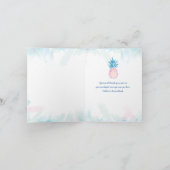 ブルー金ゴールドピンクフラミンゴパイナップルサンキューカード シーズンカード (内部)