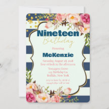 ブルー金ゴールドピンク牡丹ガール19thバースデーパーティー