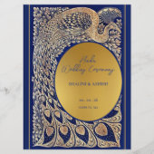 ブルー金ゴールドピーコックインディアンヒンドー結婚ズ式 プログラム (正面)