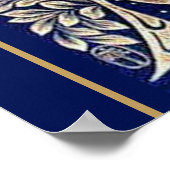 ブルー金ゴールドピーコック結婚アールヌーボーの歓迎 ポスター (角)