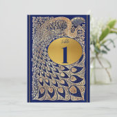 ブルー金ゴールドピーコック結婚インディアンのテーブル番号 (スタンド正面)