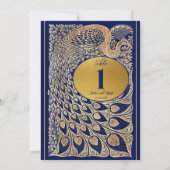 ブルー金ゴールドピーコック結婚インディアンのテーブル番号 (裏面)