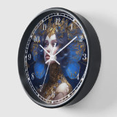 ブルー金ゴールドフェアリーファンタジーアート 壁時計 (傾斜)