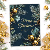 ブルー金ゴールドフェスティバルエレガントクリスマス シーズンカード