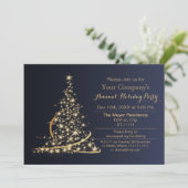 ブルー金ゴールドフェスティバル企業のホリデーパーティー招待状 招待状 (スタンド正面)