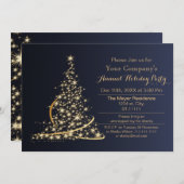 ブルー金ゴールドフェスティバル企業のホリデーパーティー招待状 招待状 (正面/裏面)