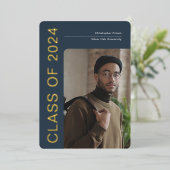 ブルー金ゴールドフォイル、クラス2024卒業発表 箔シーズンカード (立ち正面)