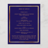 ブルー金ゴールドフォトピンクフローラ葬儀プログラム (裏面)