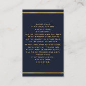 ブルー金ゴールドフォトフローラ葬儀祈りの言葉カード 名刺 (裏面)