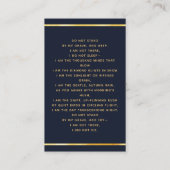 ブルー金ゴールドフォトフローラ葬儀祈りの言葉カード 名刺 (裏面)