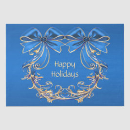 ブルー金ゴールドフラワーズホリデー 薄葉紙