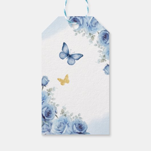 ブルー金ゴールドフローラキンセアニェラお願いありがとうギフト ギフトタグ (裏面)