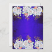 ブルー金ゴールドフローラコーラルバースデーパーティー 招待状 (裏面)