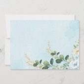 ブルー金ゴールドフローラゾウベビーサンキューカード 招待状 (裏面)