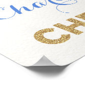 ブルー金ゴールドフローラドリームキャッチャー《キリスト教》洗礼式や命名式へようこそ ポスター (角)