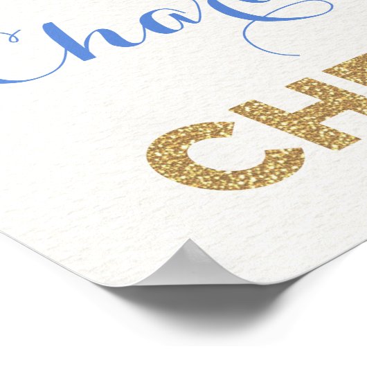 ブルー金ゴールドフローラドリームキャッチャー《キリスト教》洗礼式や命名式へようこそ ポスター (角)