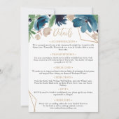 ブルー金ゴールドフローラ水彩全結婚体 招待状 (裏面)