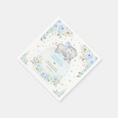 ブルー金ゴールドフローラ象男の赤ちゃんシャワーの好意 スタンダードカクテルナプキン (角)