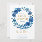 ブルー金ゴールドブライダルシャワー 招待状 (正面)