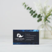 ブルー金ゴールドブラックマーブル美容師ヘアサロン 名刺 (スタンド正面)