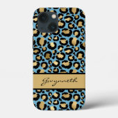 ブルー金ゴールドブラックレオパード印刷 Case-Mate iPhoneケース (裏面)