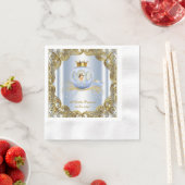 ブルー金ゴールドプリンスキャリッジプリンス赤ちゃんシャワー 縁ありカクテルナプキン (インサイチュ)