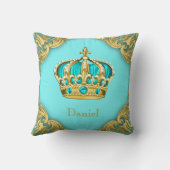 ブルー金ゴールドプリンスクラウン子供部屋デコールボーイズ クッション (裏面)