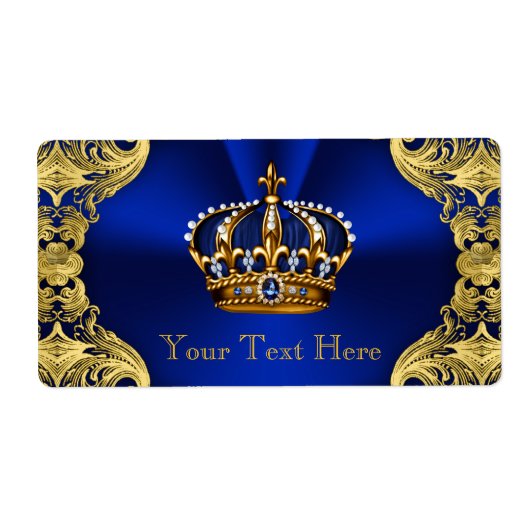 ブルー金ゴールドプリンスベビーシャワーウォーターボトル ラベル (正面)