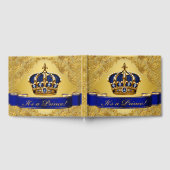 ブルー金ゴールドプリンスベビーシャワーゲストブック ゲストブック (全面)