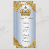 ブルー金ゴールドプリンスベビーシャワーメニュー メニュー (正面/裏面)