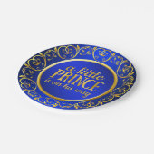 ブルー金ゴールドプリンスベビーシャワー紙プレート ペーパープレート (アングル)