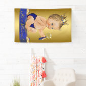 ブルー金ゴールドプリンスボーイ赤ちゃんシャワー 横断幕 (インサイチュ)