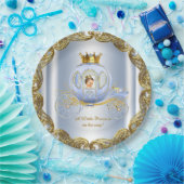 ブルー金ゴールドプリンス王室のキャリッジプリンス赤ちゃんシャワー ペーパープレート (パーティー)