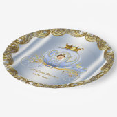 ブルー金ゴールドプリンス王室のキャリッジプリンス赤ちゃんシャワー ペーパープレート (アングル)
