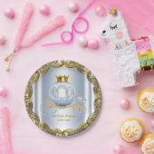 ブルー金ゴールドプリンス王室のキャリッジプリンス赤ちゃんシャワー ペーパープレート (パーティー)