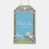 ブルー金ゴールドプリンセスクラウン&キャリッジスウィート16パーティー ギフトタグ (正面)