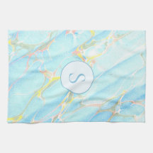 ブルー金ゴールドプリント大理石パターンカスタムモノグラム