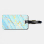 ブルー金ゴールドプリント大理石パターンカスタムモノグラム ラゲッジタグ (裏面横)