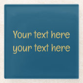 ブルー金ゴールドプロフェッショナルトレンディーミニマリストオウン文字 ガラスコースター (正面)