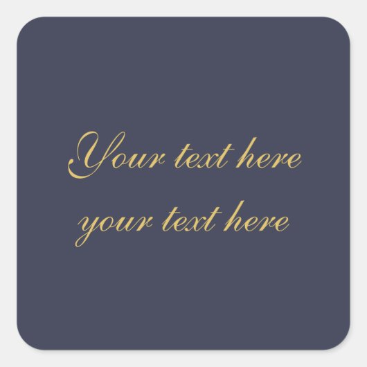 ブルー金ゴールドプロフェッショナルトレンディーミニマリストオウン文字 スクエアシール (正面)