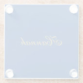 ブルー金ゴールドプロフェッショナルトレンディーミニマリスト名 ガラスコースター (裏面)