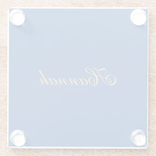 ブルー金ゴールドプロフェッショナルトレンディーミニマリスト名 ガラスコースター (裏面)