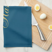 ブルー金ゴールドプロフェッショナルトレンディーミニマリスト名 キッチンタオル (四つ折り)