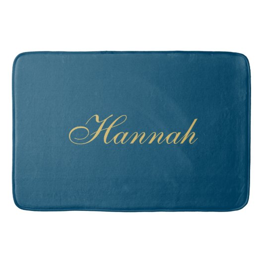 ブルー金ゴールドプロフェッショナルトレンディーミニマリスト名 バスマット (正面)