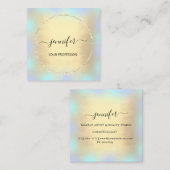 ブルー金ゴールドプロフェッショナルメイクアップグリッター スクエア名刺 (正面/裏面)